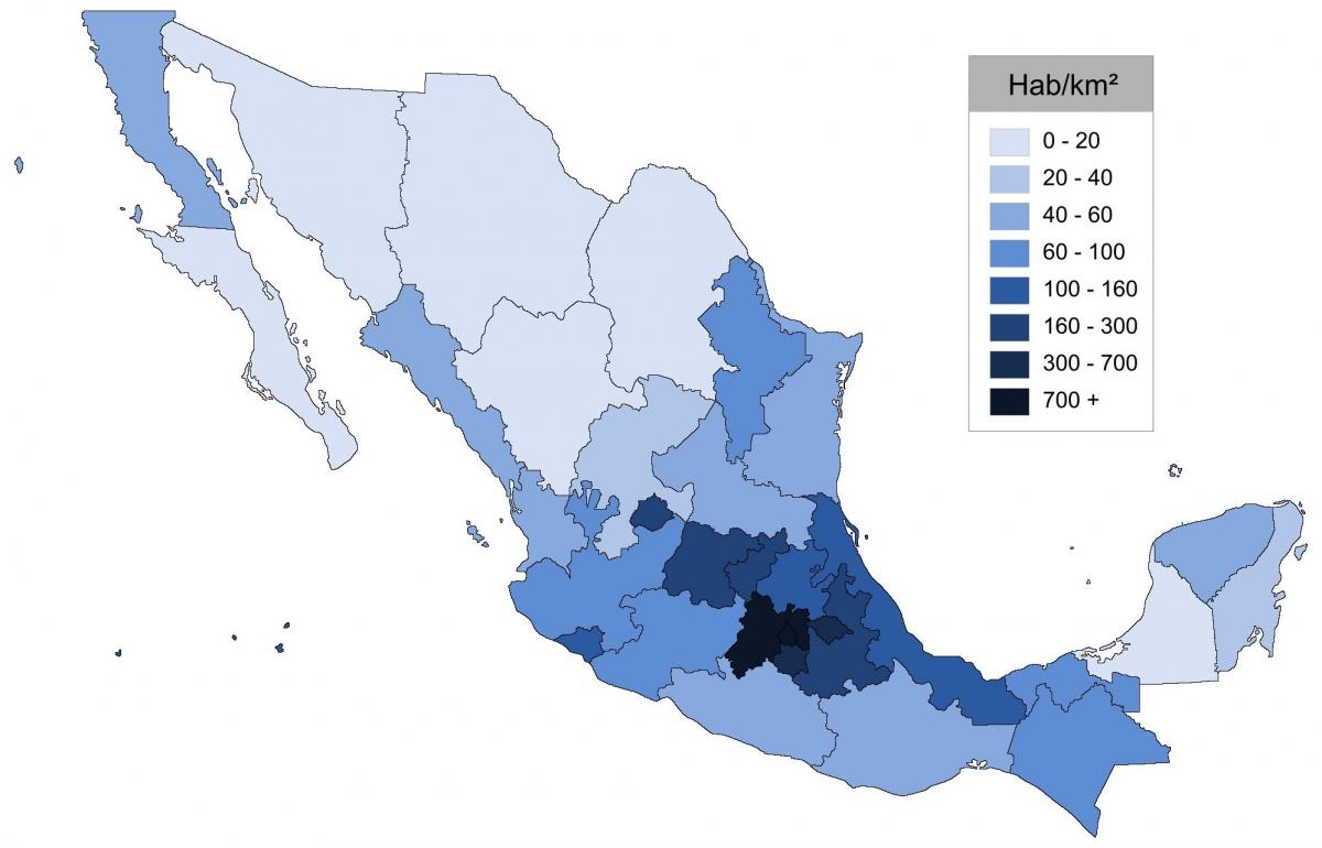 Mappa della densità del Messico